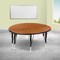 Flash Furniture Round 47.5 W, 48 L, 25.25 H, Chrome, Laminate, Particleboard, Steel, Wood Grain XU-GRP-A48-HCIRC-OAK-T-P-GG - alternate 1